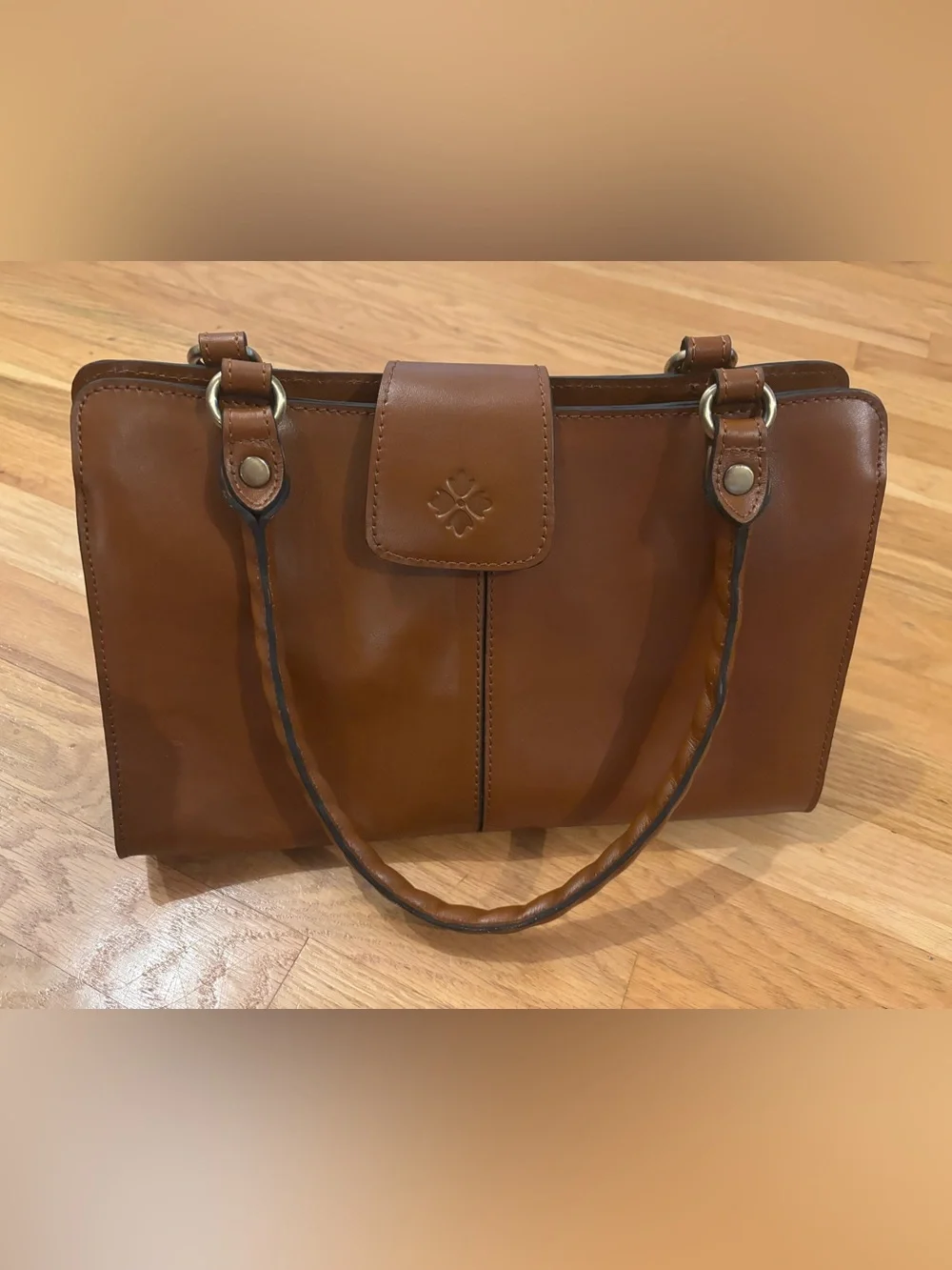 Patricia Nash Rienzo Satche Cognac Brown Leather Bag Purse